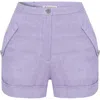 Jendue Us Amara Denim Linen Shorts In Purple
