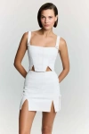 Jendue Us Catalina Denim Mini Skirt In White