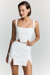 Jendue Us Catalina White Denim Crop Top In White