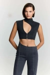 Jendue Us Dew Drop Denim Vest In Black