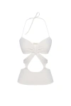 Jendue Us Neo Denim Jersey Crop Top In White