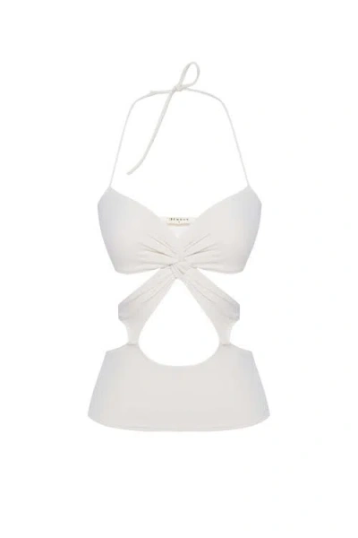 Jendue Us Neo Denim Jersey Crop Top In White