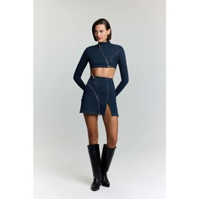 Jendue Us Spin Denim Skirt In Blue