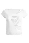 Jendue Women's Asymmetric Cut White Basic T-shirt