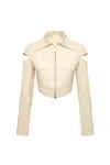 Jendue Women's Neutrals Chaby Cut Out Shoulder Jacket