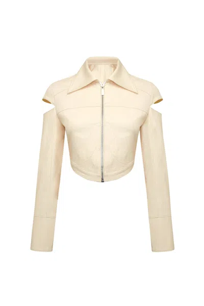 Jendue Women's Neutrals Chaby Cut Out Shoulder Jacket In Gold