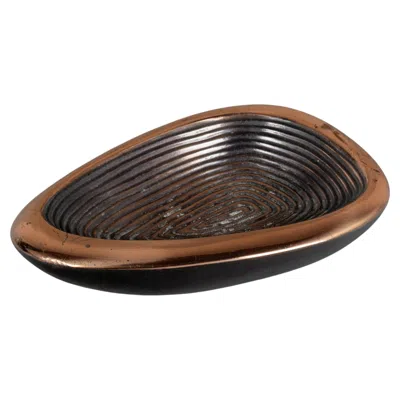 Pre-owned Jenfred Ware Ben Seibel Copper Jenfred-ware Thumbprint Bowl In Black