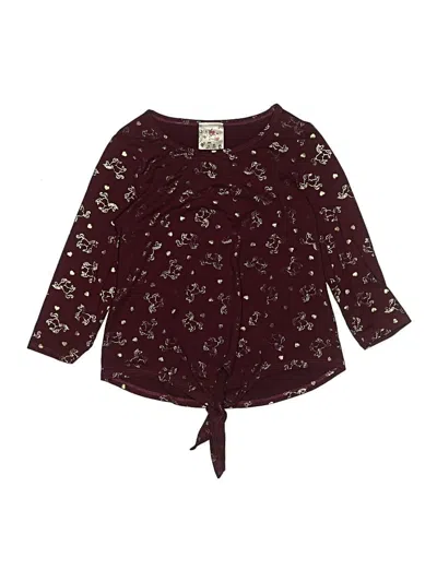 Pre-owned Jenna And Jessie Kids' 3/4 Sleeve T-shirt In Burgundy