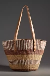 Jenna Bee Peach Straw Basket Tote In Orange