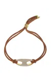 Jenna Blake 18k Gold Diamond Nautical Link Leather Bracelet