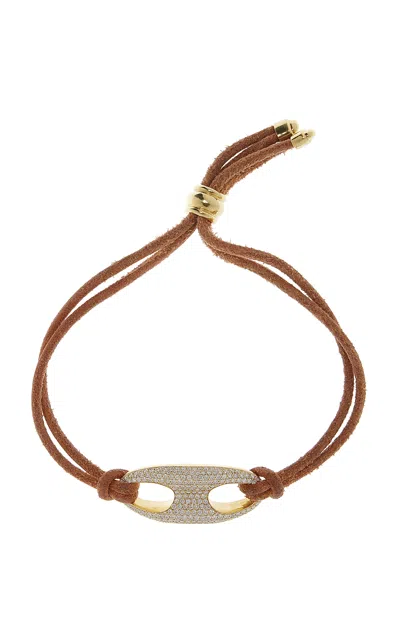 Jenna Blake 18k Gold Diamond Nautical Link Leather Bracelet