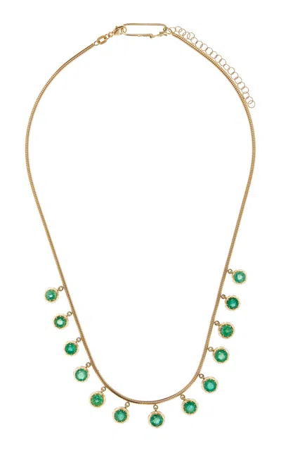 Jenna Blake 18k Gold Emerald Diamond Fringe Necklace