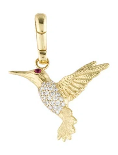 Pre-owned Jenna Blake 18k Ruby & Diamond Hummingbird Charm, Small In Multi