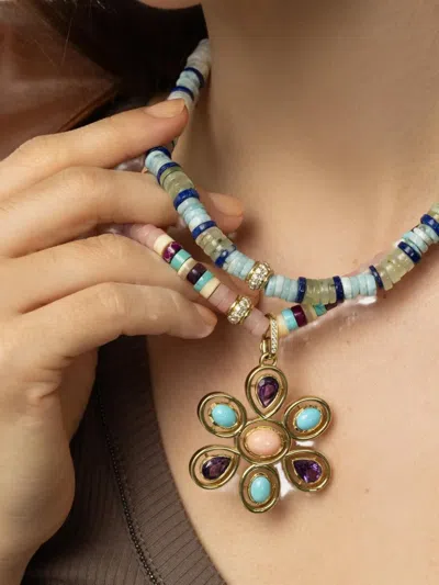 Jenna Blake 18k Yellow Gold Amethyst Flower Pendant In Multi