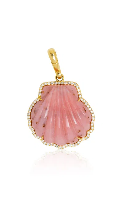 Jenna Blake 18k Yellow Gold Diamond And Rhodochrosite Frame Charm