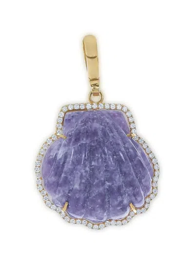 Jenna Blake 18k Yellow Gold Diamond Shell Pendant In Purple