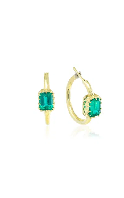 Jenna Blake 18k Yellow Gold Emerald Hoop Earrings