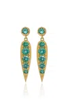 Jenna Blake 18k Yellow Gold Emerald Palm Leaf Earrings In Green