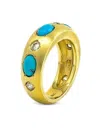 Jenna Blake 18k Yellow Gold Turquoise And Diamond Ring In Gold