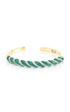 Jenna Blake 70s 18k Yellow Gold Diamond And Malachite Bangle In Gold