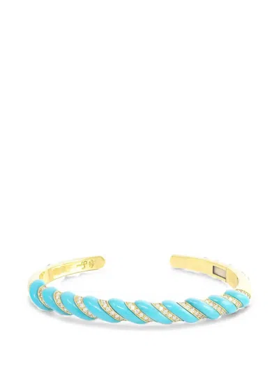 Jenna Blake 70s Stone And Diamond Bangle Bracelet In Transparent