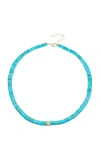 Jenna Blake Beaded 18k Yellow Gold Diamond; And Turquoise Necklace In Blue