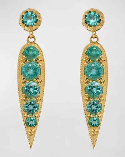 Jenna Blake Drop Emerald Earrings In Gold Frame
