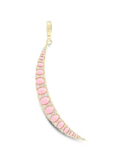 Jenna Blake Large Crescent Coral And Diamond Pendant In Purple