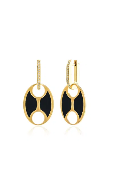 Jenna Blake Mariner 18k Yellow Gold Diamond Onyx Earrings In Black