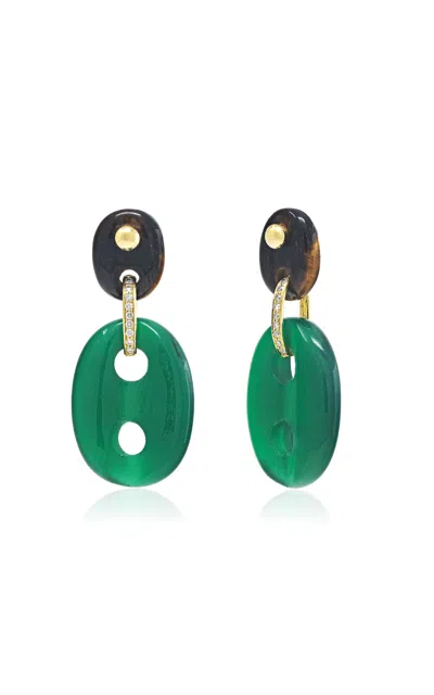 Jenna Blake Mariner 18k Yellow Gold Multi-stone Earrings In Green