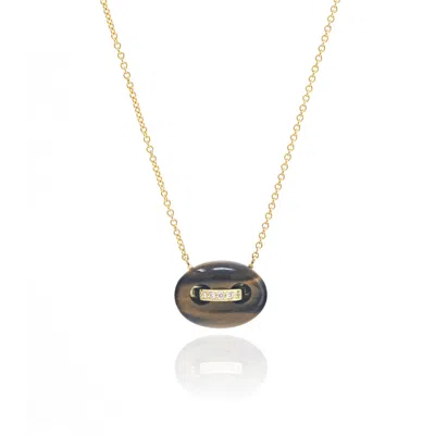 Jenna Blake Mini Mariner Necklace Tiger's Eye In Brown