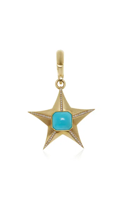 Jenna Blake Star 18k Yellow Gold Diamond Turquoise Charm