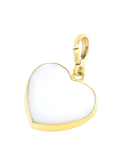 Jenna Blake Women's Charms 18k Yellow Gold & Mother-of-pearl Small Carved Heart Pendant In Mother Of Pearl