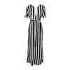 Jennafer Grace Black / White Corsaire Stripe Tunic & Palazzo Set In Black/white