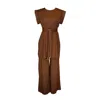 Jennafer Grace Brown Cacao Ribbed Lounge Set In Brown