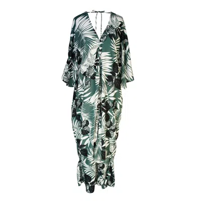 Jennafer Grace Green / White Santiago Verde Tunic Caftan Set In Green/white