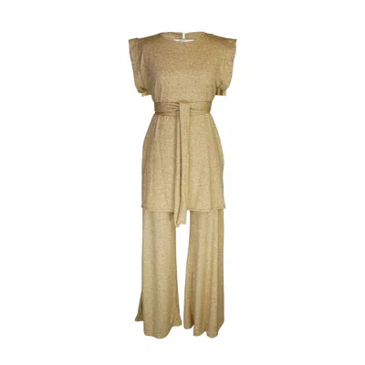 Jennafer Grace Neutrals Creme Brulee Tunic & Palazzo Pant Set