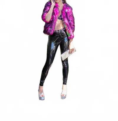 Jennafer Grace Planet Queen Faux Fur Jacket In Monster Pink