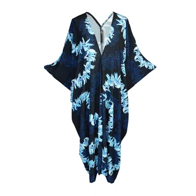 Jennafer Grace Women's Black / Blue Nebula Lei Caftan In Multi
