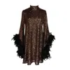 Jennafer Grace Women's Black / Brown Time Warp Sequin Mod Mini In Copper Flash In Black/brown