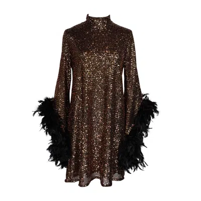 Jennafer Grace Women's Black / Brown Time Warp Sequin Mod Mini In Copper Flash In Black/brown