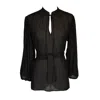 Jennafer Grace Women's Black Clara Bishop Sleeve Blouse In Ebony In Black