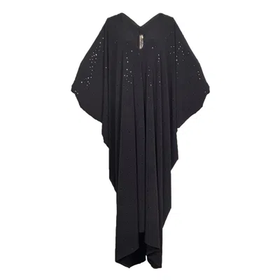 Jennafer Grace Women's Black Disco Moderne Sequin Caftan Kaftan Dress