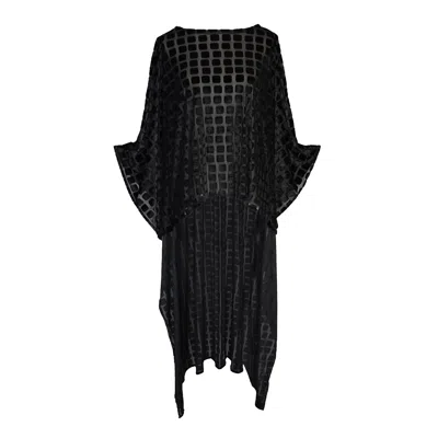 Jennafer Grace Women's Black Dottie Onyx Burnout Float Scarf Top