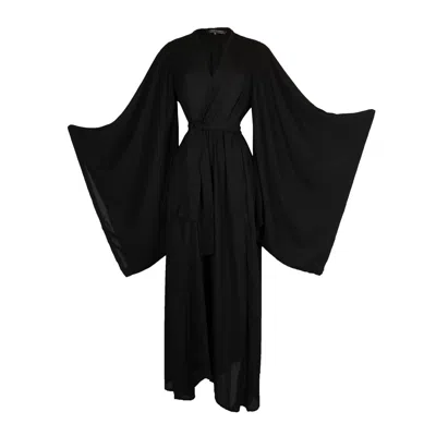 Jennafer Grace Women's Black Kimono Duster Wrapdress