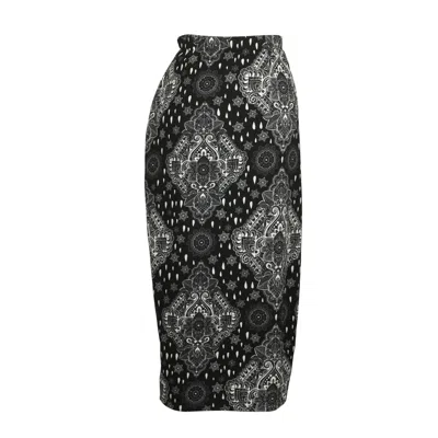 Jennafer Grace Women's Black Lucia Scarf Print Skirt