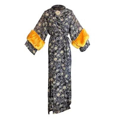Jennafer Grace Women's Black Marlene Wrap Dress In Golden Dandelion