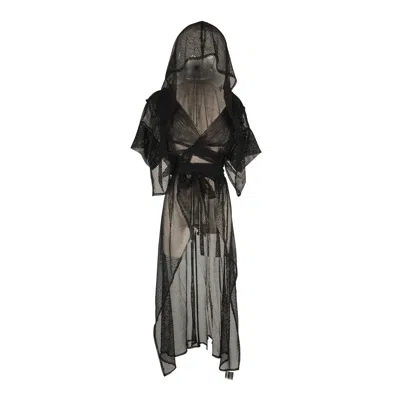 Jennafer Grace Women's Black Mesh Trenchcloak
