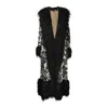 Jennafer Grace Women's Black Penny Deluxe Charnelle Sequin Faux Fur Coat In Black