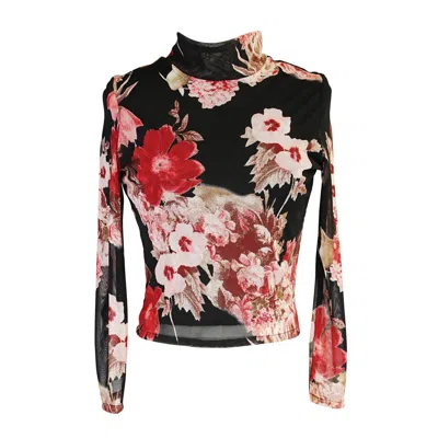 Jennafer Grace Women's Black / Pink Lucy Long Sleeve Top In Sunset Blvd In Black/pink